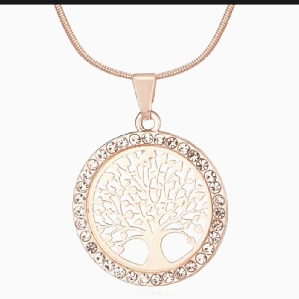 Tree Of Life Gold Crystal Pendant Necklace NEW 18-22in chain.OfferMe$25